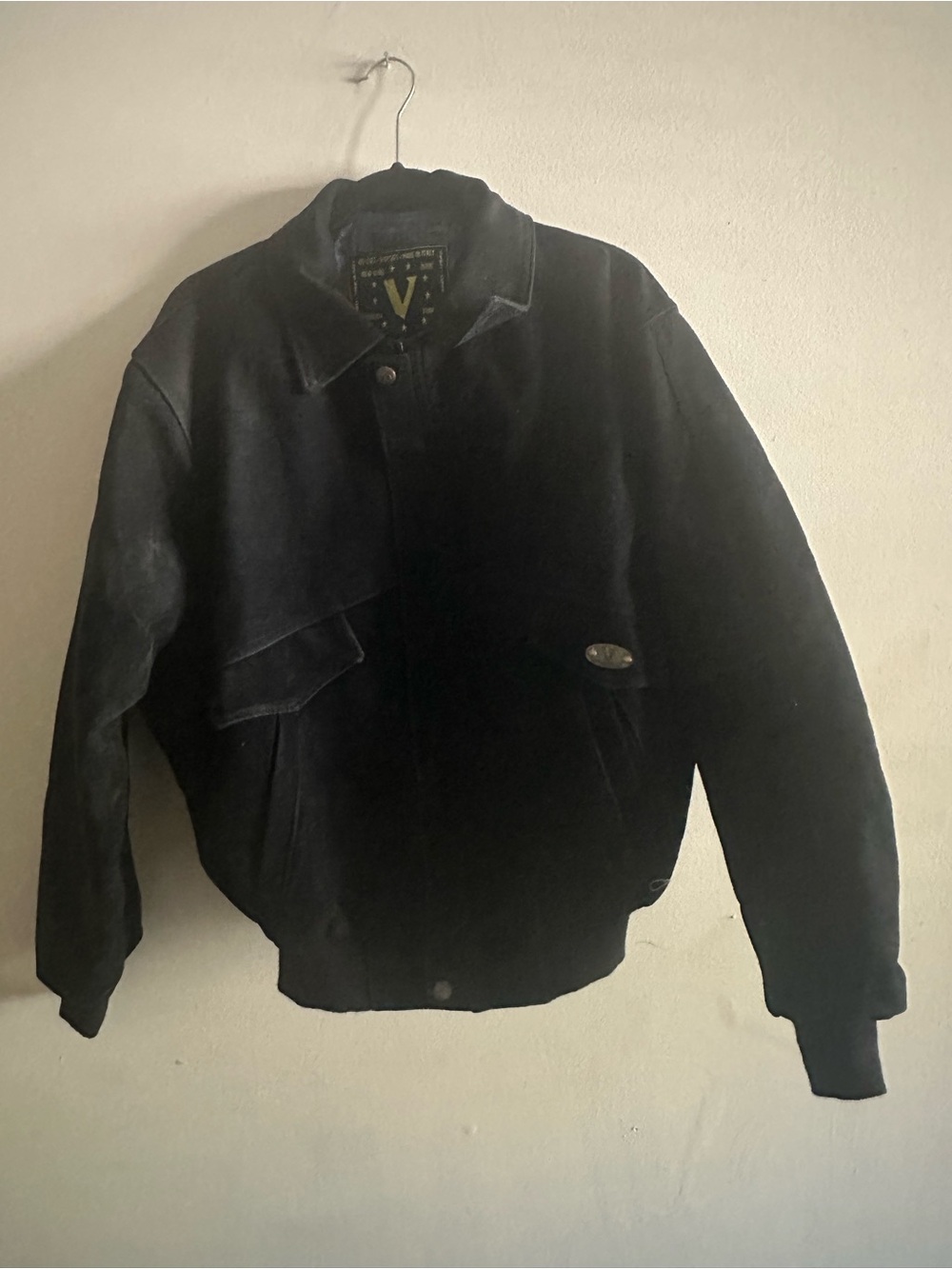 ✨V Made in Italy Men's Black Suede Bomber Jacket Size L
